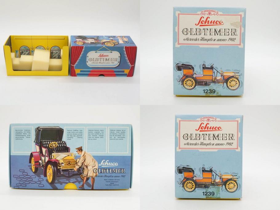 Schuco(シュコー)　OLD TIMER　Ford COUPET 1917 Renault 6cv/1911(1227、1230、1229、1228、ゼンマイ)　Mercedes SIMPLEX 32PS/1902 Opel DOKTORWAGEN 4/8PS 1909 おもちゃ6点セット(フォード、ルノー、メルセデス、オペル、オールドタイマー、玩具、車、外箱付き)(R-080763)