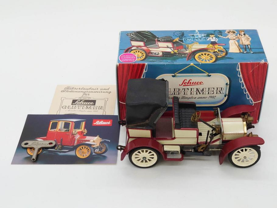Schuco(シュコー)　OLD TIMER　Ford COUPET 1917 Renault 6cv/1911(1227、1230、1229、1228、ゼンマイ)　Mercedes SIMPLEX 32PS/1902 Opel DOKTORWAGEN 4/8PS 1909 おもちゃ6点セット(フォード、ルノー、メルセデス、オペル、オールドタイマー、玩具、車、外箱付き)(R-080763)