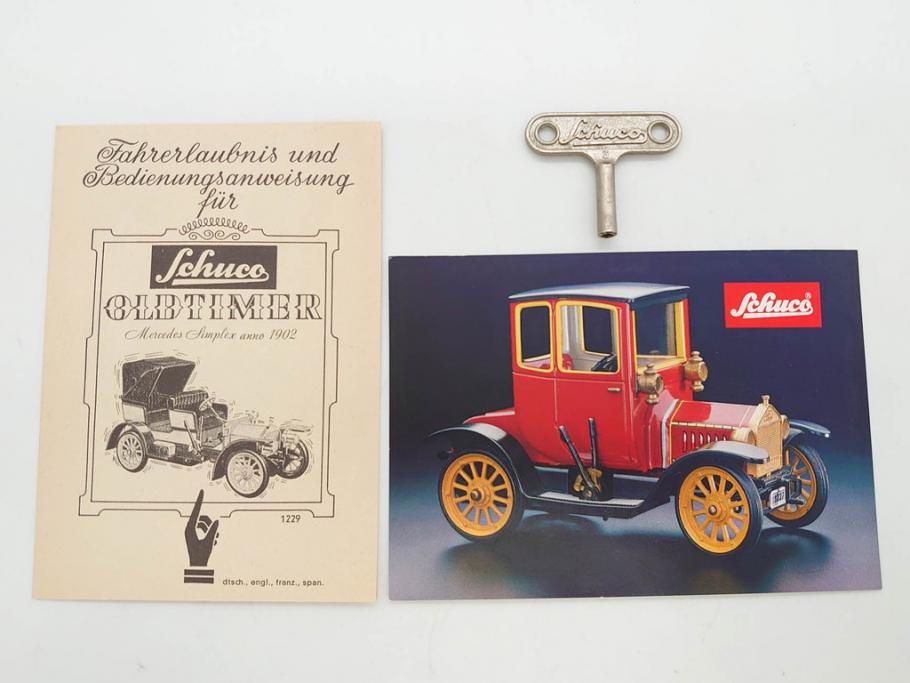 Schuco(シュコー)　OLD TIMER　Ford COUPET 1917 Renault 6cv/1911(1227、1230、1229、1228、ゼンマイ)　Mercedes SIMPLEX 32PS/1902 Opel DOKTORWAGEN 4/8PS 1909 おもちゃ6点セット(フォード、ルノー、メルセデス、オペル、オールドタイマー、玩具、車、外箱付き)(R-080763)