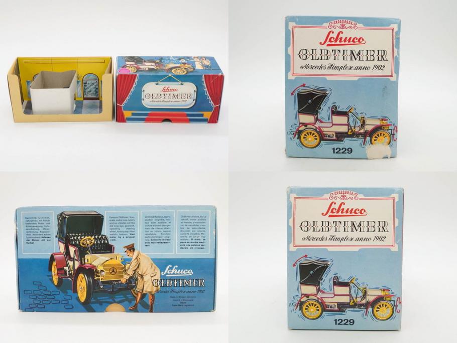Schuco(シュコー)　OLD TIMER　Ford COUPET 1917 Renault 6cv/1911(1227、1230、1229、1228、ゼンマイ)　Mercedes SIMPLEX 32PS/1902 Opel DOKTORWAGEN 4/8PS 1909 おもちゃ6点セット(フォード、ルノー、メルセデス、オペル、オールドタイマー、玩具、車、外箱付き)(R-080763)