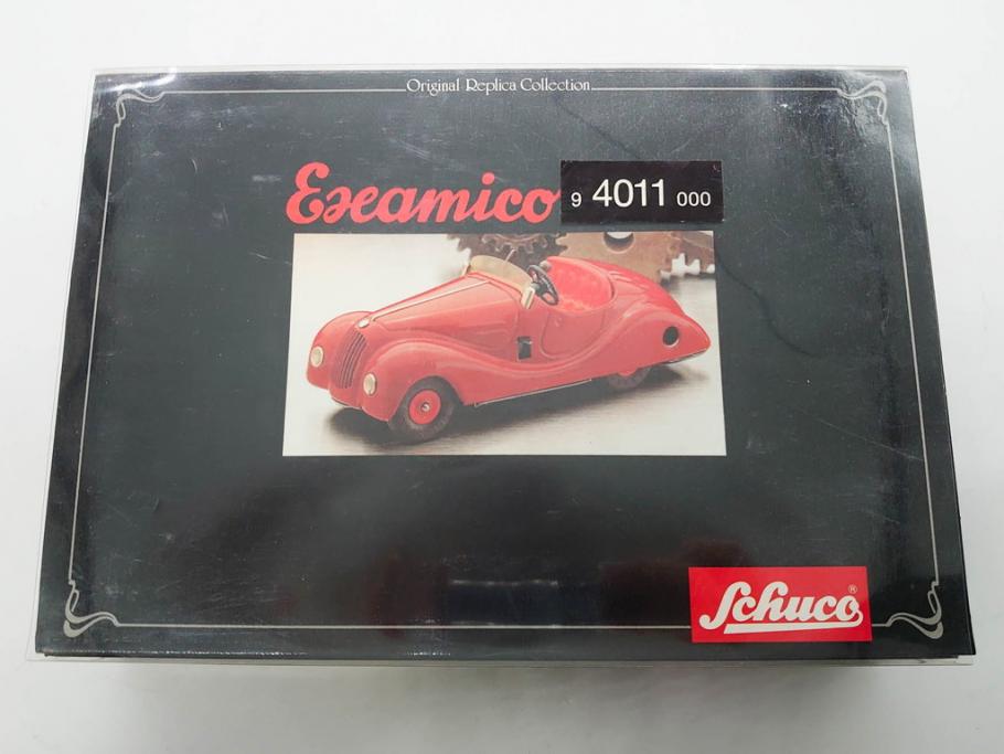 Schuco(シュコー)　Akustico 2002/Examico 4001(4011)/BMW 327 coupe 1/18/Studio IV Bugatti　おもちゃ4点セット(Edition、Classic、ブガッティ、クーペ、エグザミコ、ゼンマイ、ブリキ、玩具、車、外箱付き)(R-080764)