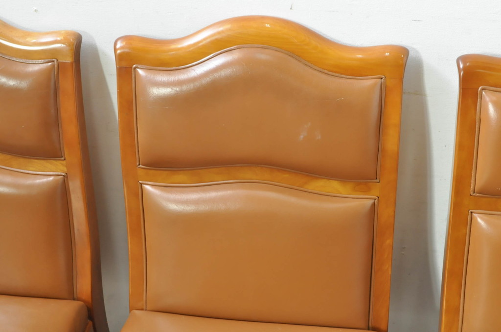 中古　横浜クラシック家具　ダニエル(daniel)　本革(レザー)　品のある佇まいが素敵なダイニングチェア5脚セット(椅子、イス、アームレスチェア)(定価1脚約25万円)(R-080314)