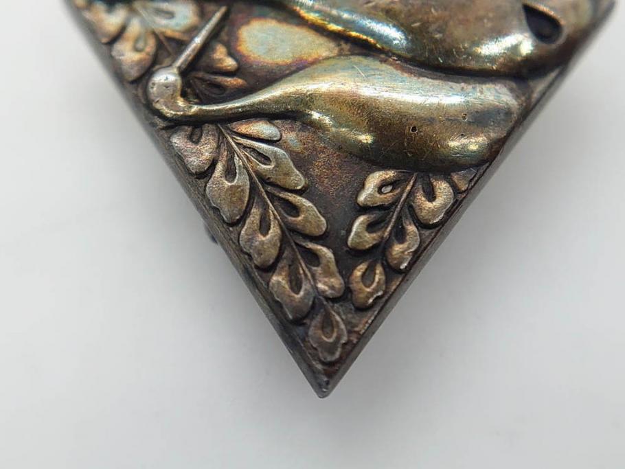 アンティーク　時代物　金工　彫金　気品を感じる帯留7点セット(在銘作家物、弘光、ハト、鳩、ツル、鶴、花、波に千鳥、観世水、帯留め、着物道具、和装小物、アクセサリー、ケース付き)(R-081012)