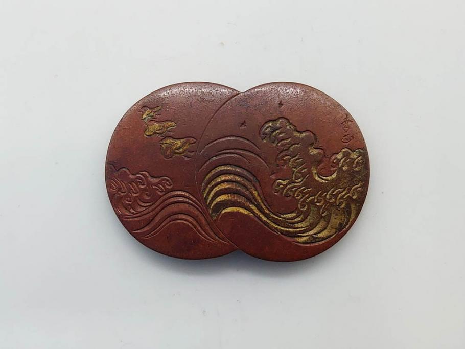 アンティーク　時代物　金工　彫金　気品を感じる帯留7点セット(在銘作家物、弘光、ハト、鳩、ツル、鶴、花、波に千鳥、観世水、帯留め、着物道具、和装小物、アクセサリー、ケース付き)(R-081012)