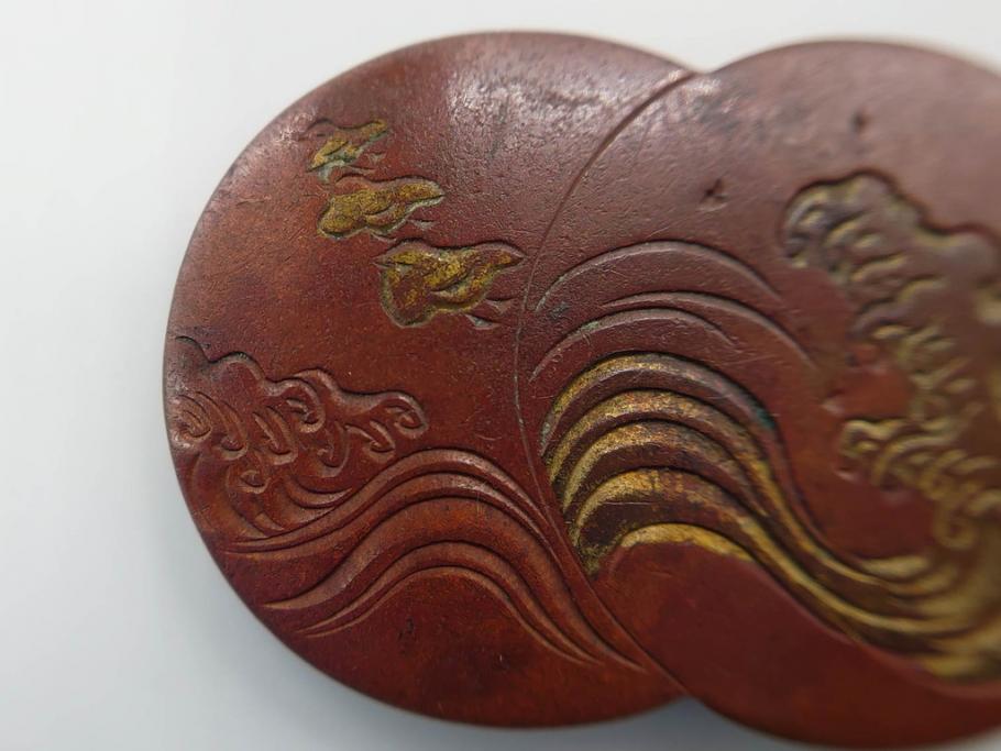 アンティーク　時代物　金工　彫金　気品を感じる帯留7点セット(在銘作家物、弘光、ハト、鳩、ツル、鶴、花、波に千鳥、観世水、帯留め、着物道具、和装小物、アクセサリー、ケース付き)(R-081012)