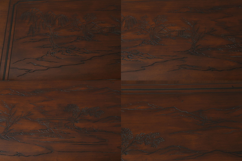 中古　レア品　DREXEL HERITAGE(ドレクセルヘリテイジ)　シノワズリ様式　品のある佇まいと細やかな彫刻が美しいサイドボード(チェスト、引き出し、洋服タンス、テレビ台、テレビボード)(R-066297)