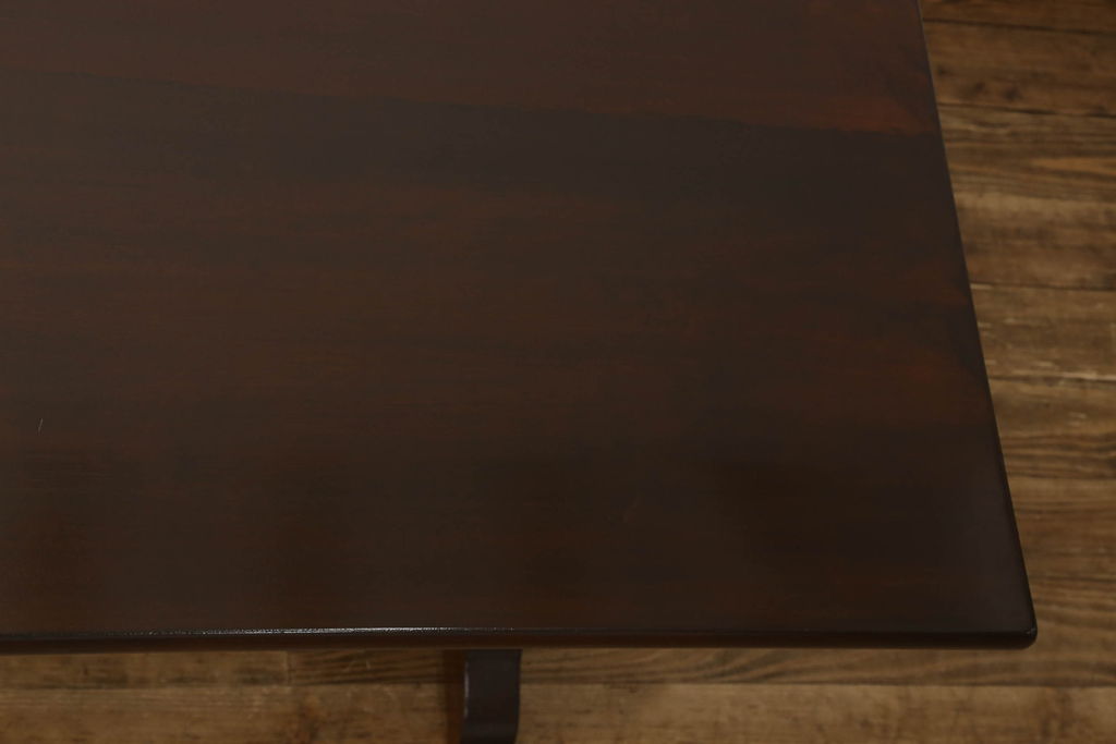 中古　美品　松本民芸家具　深みのある色合いが美しいC型食卓(定価約41万円)(ダイニングテーブル、4人掛け)(R-058507)