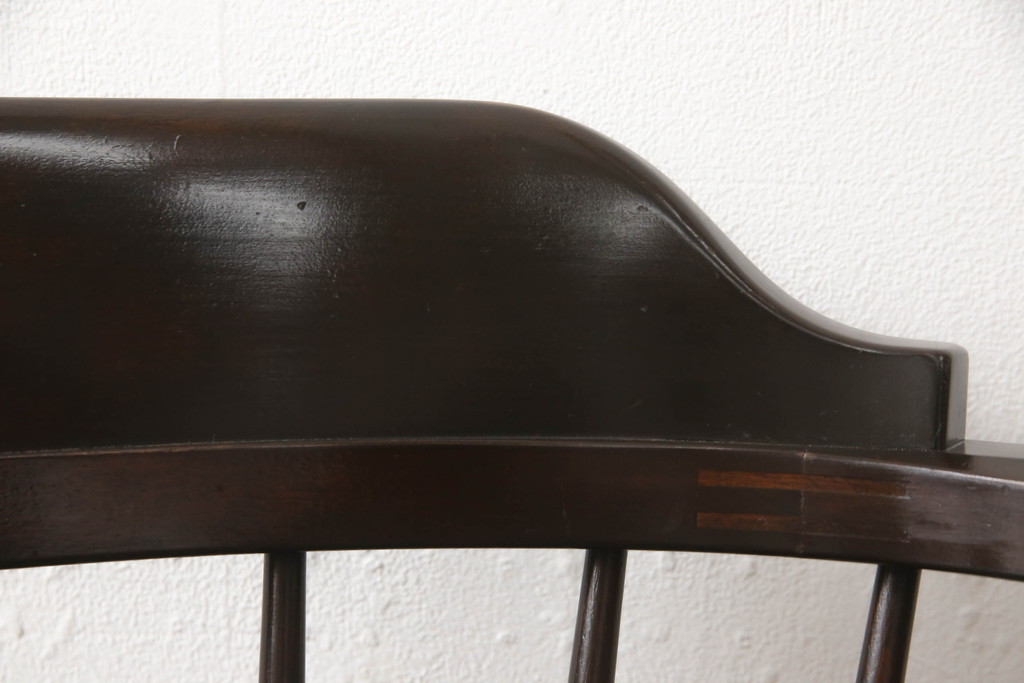 中古　松本民芸家具　#91型　落ち着きのある大人カフェ風インテリアが叶うキャプテンチェア(椅子、アームチェア、板座チェア、ダイニングチェア、イス)(R-066124)