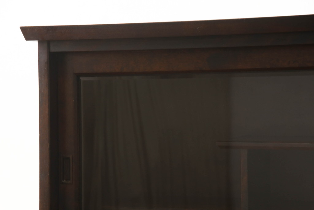 和製ビンテージ　絶版品!!　北海道民芸家具　見せる収納におすすめ!!シックな色合いのサイドボード(茶棚、飾り棚、サイドキャビネット、収納棚、戸棚、ヴィンテージ)(R-066535)