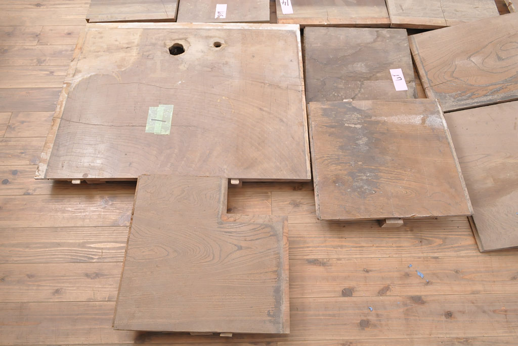 和製アンティーク　明治期　古材　DIYにおすすめ!床材として使われていた総ケヤキ材20枚セット(総欅材、総けやき材、材料、木材、板)(R-053169)