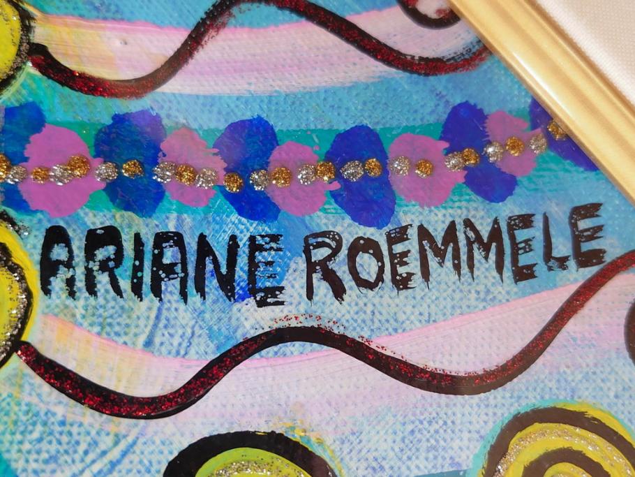 真作　現在入手困難!!　オーストラリア画家　エイリアン・ロメリー　Ariane Roemmele　外面の顔(絵画、額装、箱付き)(R-074992)