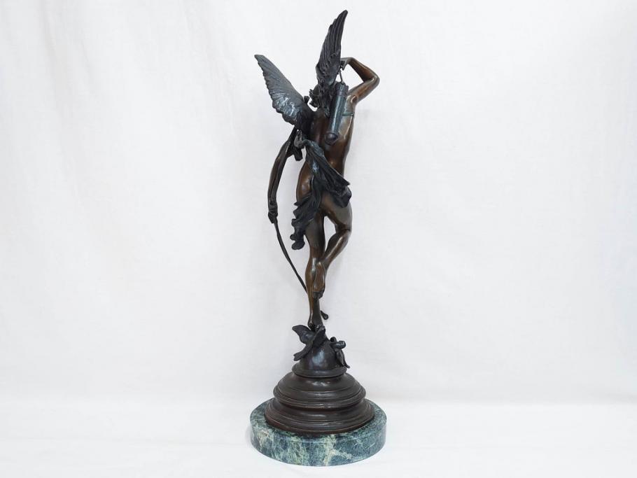 フランスの彫刻家　J Coutan ROME　ジュール・フェリックス・クータン　キューピッド　高さ約70.5cm　重量約11.7kg　細部の意匠に職人のこだわりを感じるブロンズ像(Jules Felix Coutan、Cupid、置物、オブジェ)(R-074993)