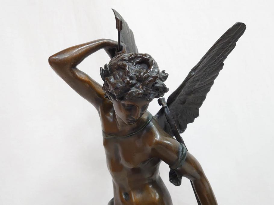 フランスの彫刻家　J Coutan ROME　ジュール・フェリックス・クータン　キューピッド　高さ約70.5cm　重量約11.7kg　細部の意匠に職人のこだわりを感じるブロンズ像(Jules Felix Coutan、Cupid、置物、オブジェ)(R-074993)