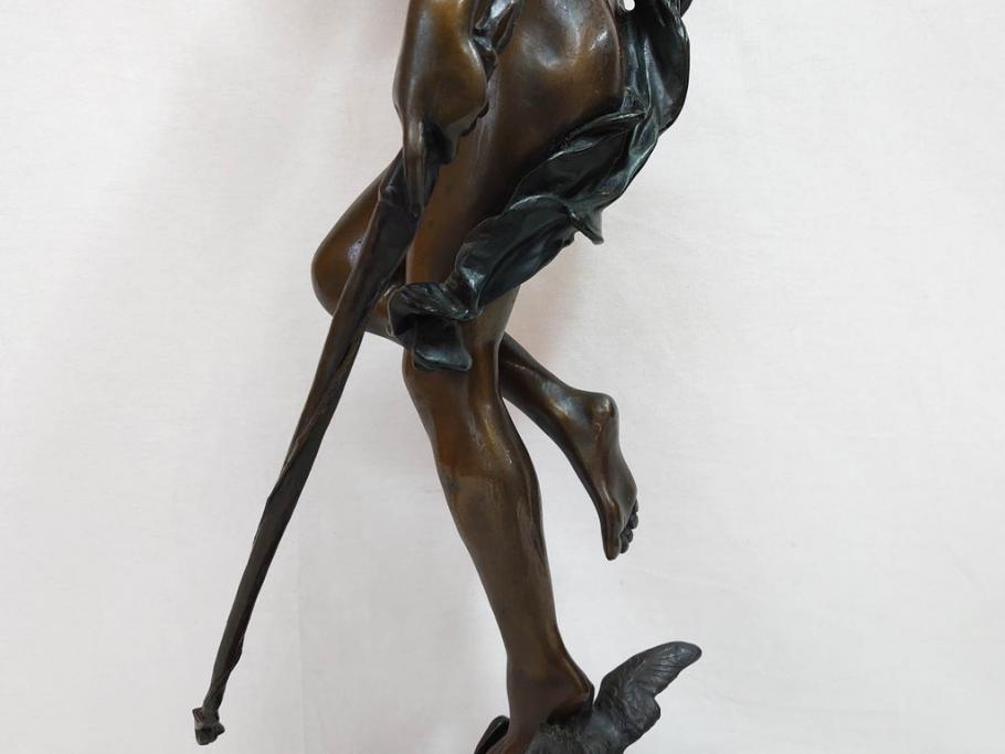 フランスの彫刻家　J Coutan ROME　ジュール・フェリックス・クータン　キューピッド　高さ約70.5cm　重量約11.7kg　細部の意匠に職人のこだわりを感じるブロンズ像(Jules Felix Coutan、Cupid、置物、オブジェ)(R-074993)