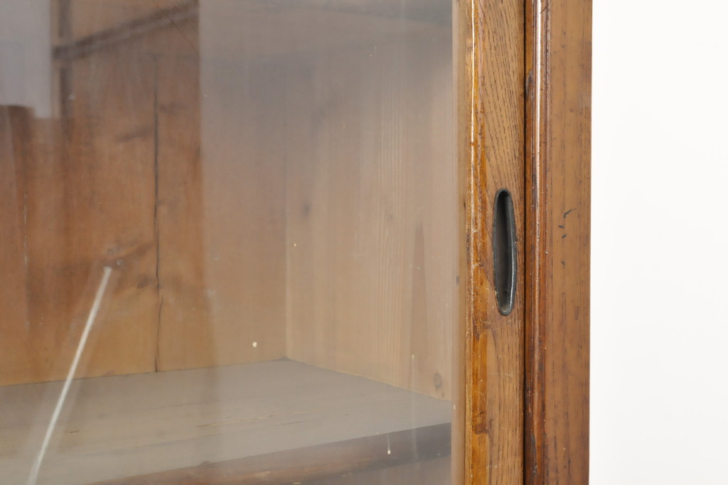 和製アンティーク　昭和初期　見せる収納におすすめ!段差のある棚が魅力的な収納棚(戸棚、ガラスケース、キャビネット、店舗什器)(R-055847)