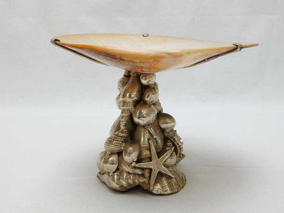 MAITLAND SMITH(メートランドスミス)　真鍮と貝のアクセサリートレイ(小物入れ、ブラス、BRASS、シェル、SHELLFISH、ディスプレイ)(R-062665)