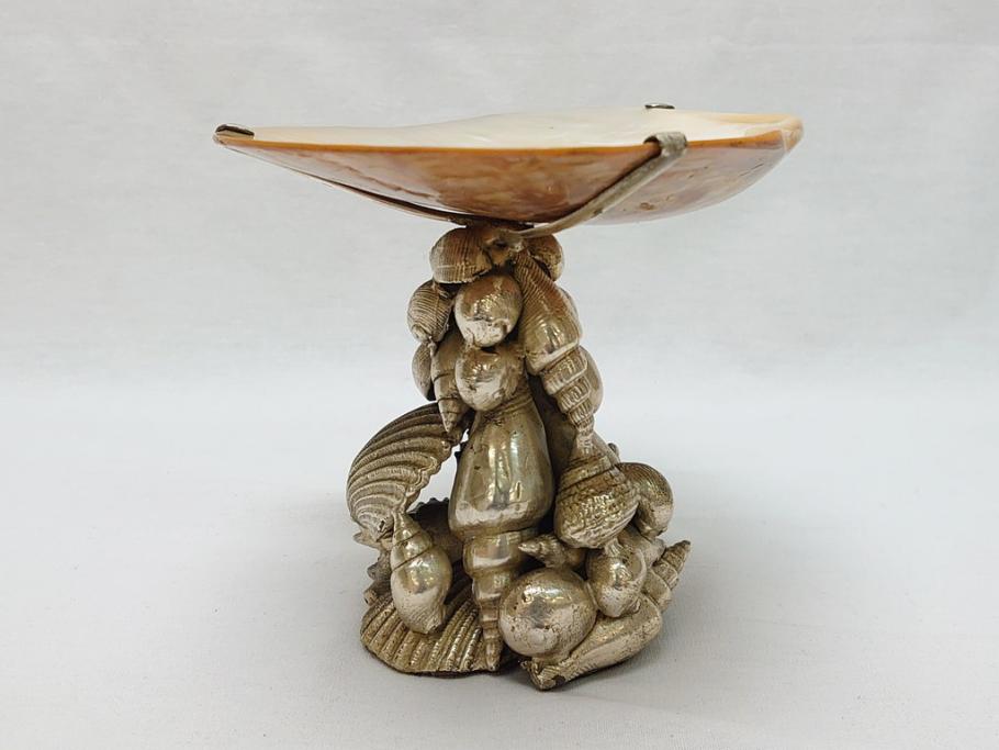 MAITLAND SMITH(メートランドスミス)　真鍮と貝のアクセサリートレイ(小物入れ、ブラス、BRASS、シェル、SHELLFISH、ディスプレイ)(R-062665)