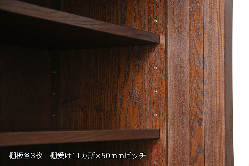 中古　美品　整然と並ぶ縦桟が和モダンな雰囲気を醸し出す水屋箪笥(収納棚、戸棚、食器棚、茶箪笥、茶棚、キャビネット)(R-066546)