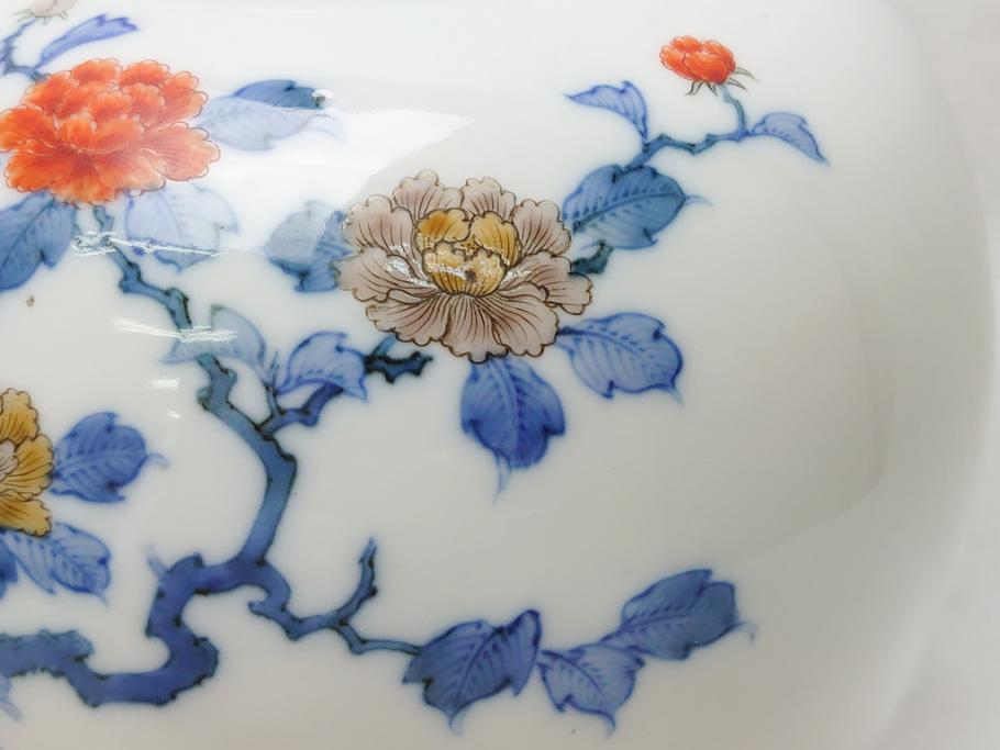 酒井田柿右衛門　花鳥文　孔雀　牡丹　花瓶(花器、花入れ、フラワーベース)(R-062689)