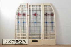 アンティーク建具　和の情緒を演出する組子書院戸4枚セット(障子戸、窓、引き戸)(R-065049)