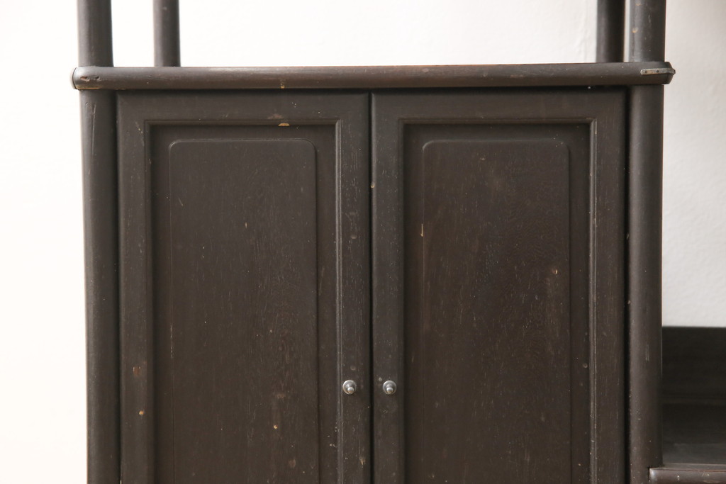 和製アンティーク　シックな木肌が美しい紫檀(シタン)無垢材製の飾り棚(茶棚、和タンス)(R-057008)