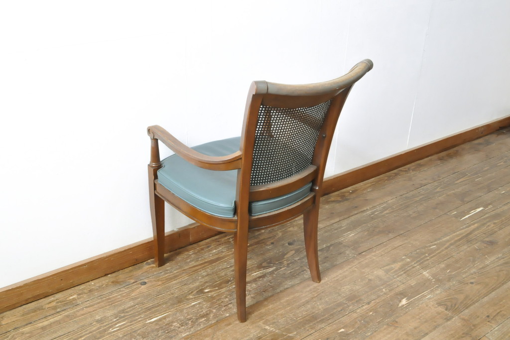 中古　DREXEL HERITAGE(ドレクセルヘリテイジ)　FRANCESCA(フランチェスカ)シリーズ　J917　合皮座面の優雅なアームチェア2脚セット(ダイニングチェア、椅子)(2脚定価　約44万円)(R-057149)
