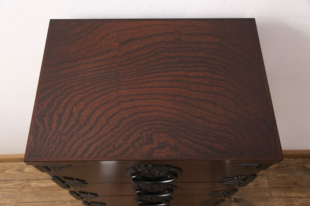 中古　極美品　岩谷堂箪笥　人気!スリムで取り入れやすい縦型チェスト(立長箪笥、引き出し、ハイチェスト、サイドチェスト)(R-050837)