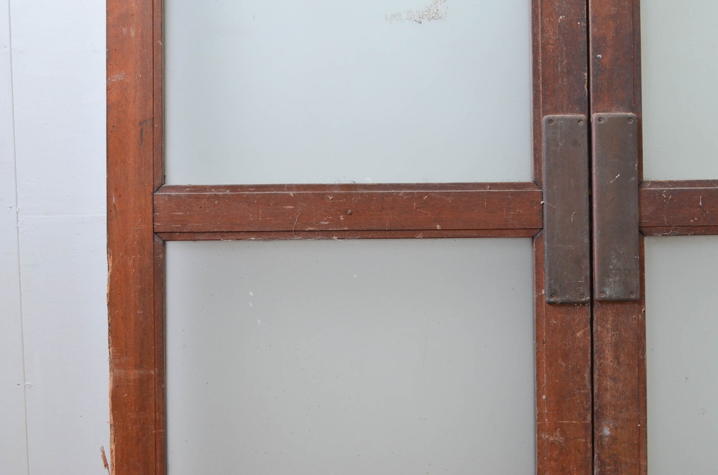 アンティーク建具　レトロな雰囲気漂う両開きドア1対2セット(ガラス扉、玄関扉)(R-080895)