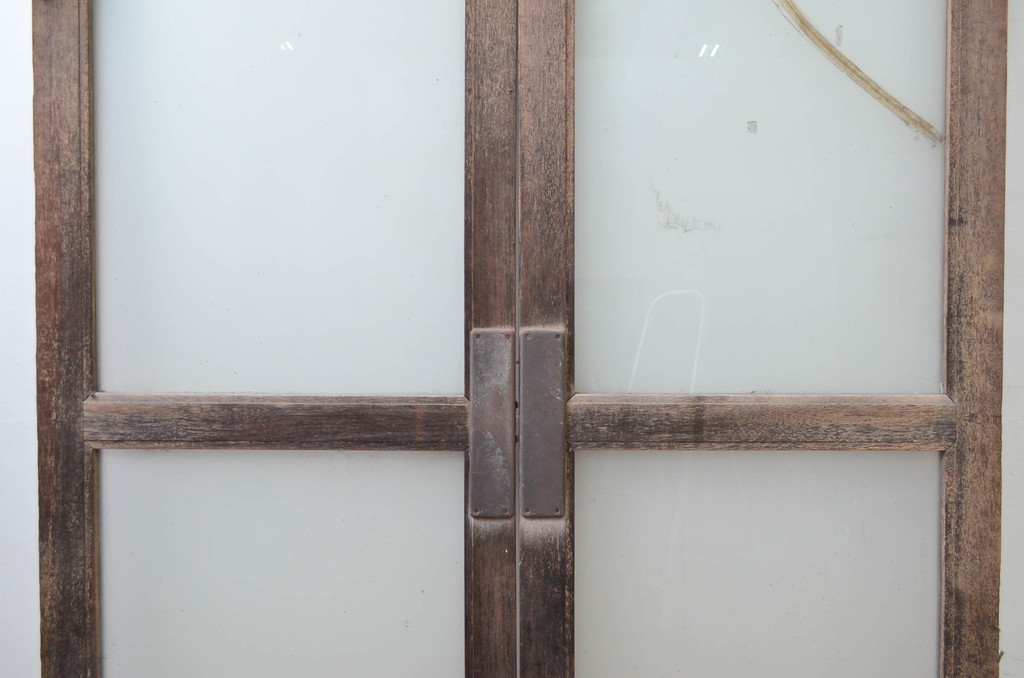 アンティーク建具　レトロな雰囲気漂う両開きドア1対2セット(ガラス扉、玄関扉)(R-080895)