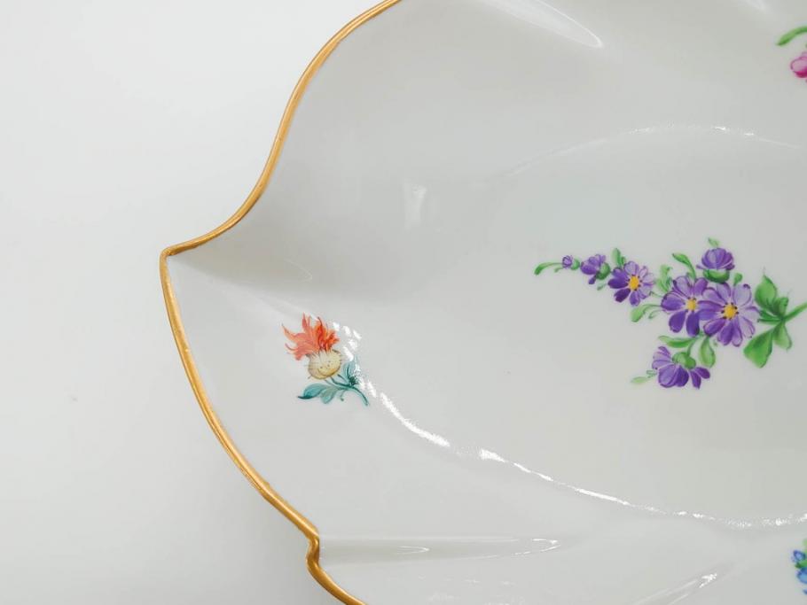 ドイツ　Dresden(ドレスデン)　カール・ティーメ工房　金彩　透かし　花柄　リーフプレート　デミタスカップ&ソーサー　煌びやかで麗しいプレート2枚&C&Sセット(フラワー、ディッシュ、中皿、変形皿、洋食器)(R-081213)