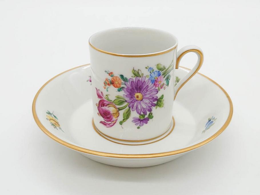 ドイツ　Dresden(ドレスデン)　カール・ティーメ工房　金彩　透かし　花柄　リーフプレート　デミタスカップ&ソーサー　煌びやかで麗しいプレート2枚&C&Sセット(フラワー、ディッシュ、中皿、変形皿、洋食器)(R-081213)