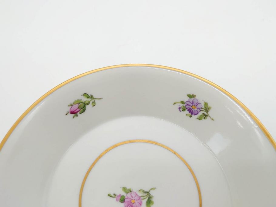 ドイツ　Dresden(ドレスデン)　カール・ティーメ工房　金彩　透かし　花柄　リーフプレート　デミタスカップ&ソーサー　煌びやかで麗しいプレート2枚&C&Sセット(フラワー、ディッシュ、中皿、変形皿、洋食器)(R-081213)