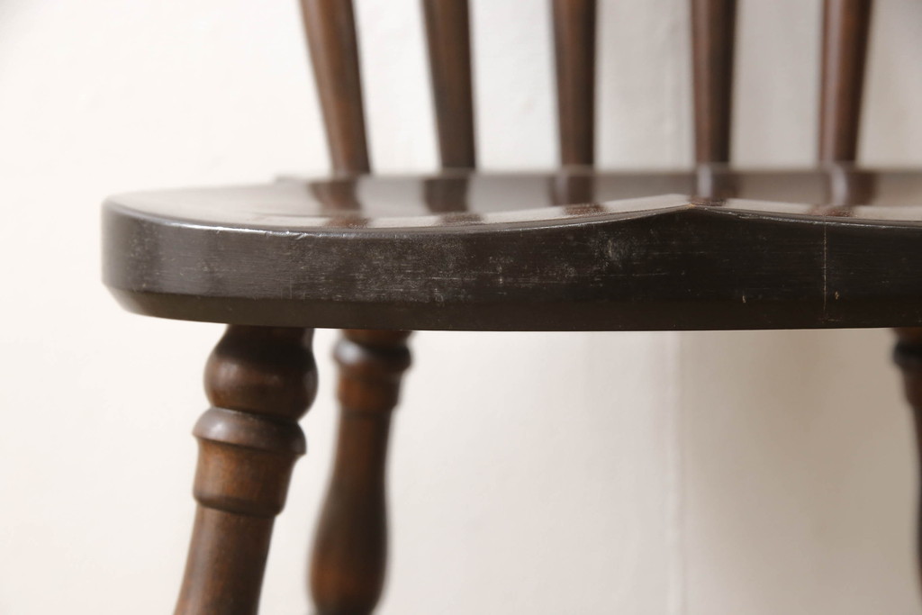 中古　松本民芸家具　上品な佇まいが魅力のSP型スピンドルチェア(板座チェア、椅子、イス、ダイニングチェア)(R-066576)