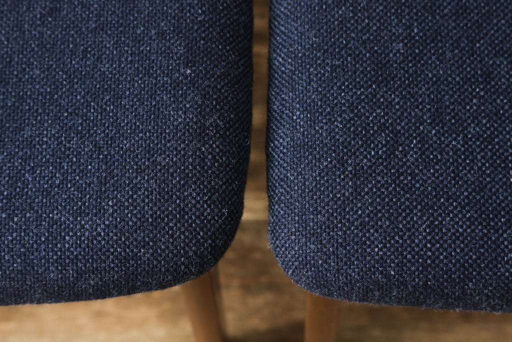 デンマークヴィンテージ　チーク材　ブルーのファブリックがお洒落なダイニングチェア2脚セット(椅子、イス、ビンテージ)(R-051466)