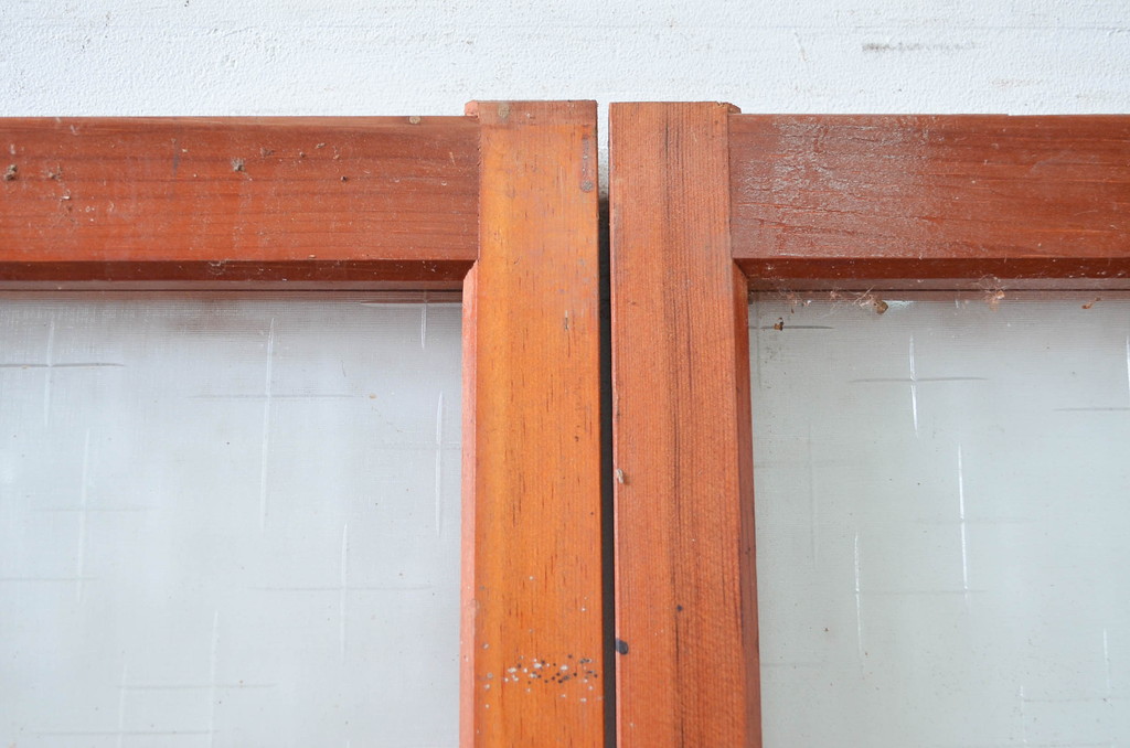 ビンテージ建具　レトロな空間を演出するガラス戸2枚セット(引き戸、ヴィンテージ)(R-080899)