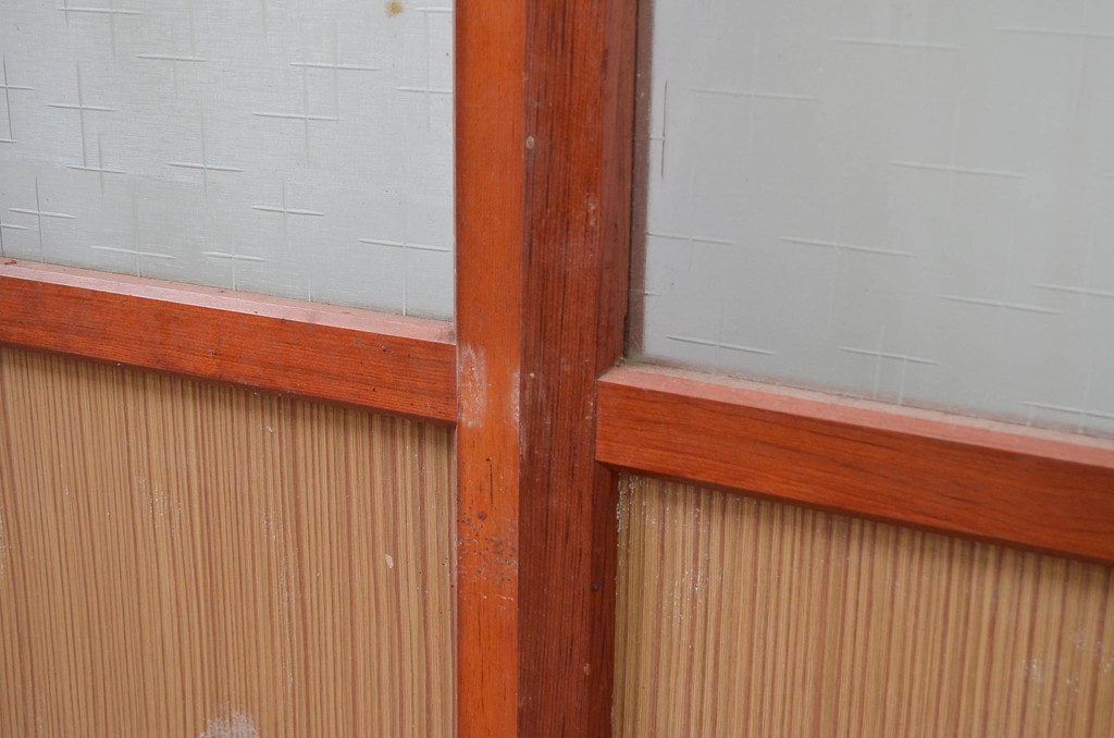 ビンテージ建具　レトロな空間を演出するガラス戸2枚セット(引き戸、ヴィンテージ)(R-080899)