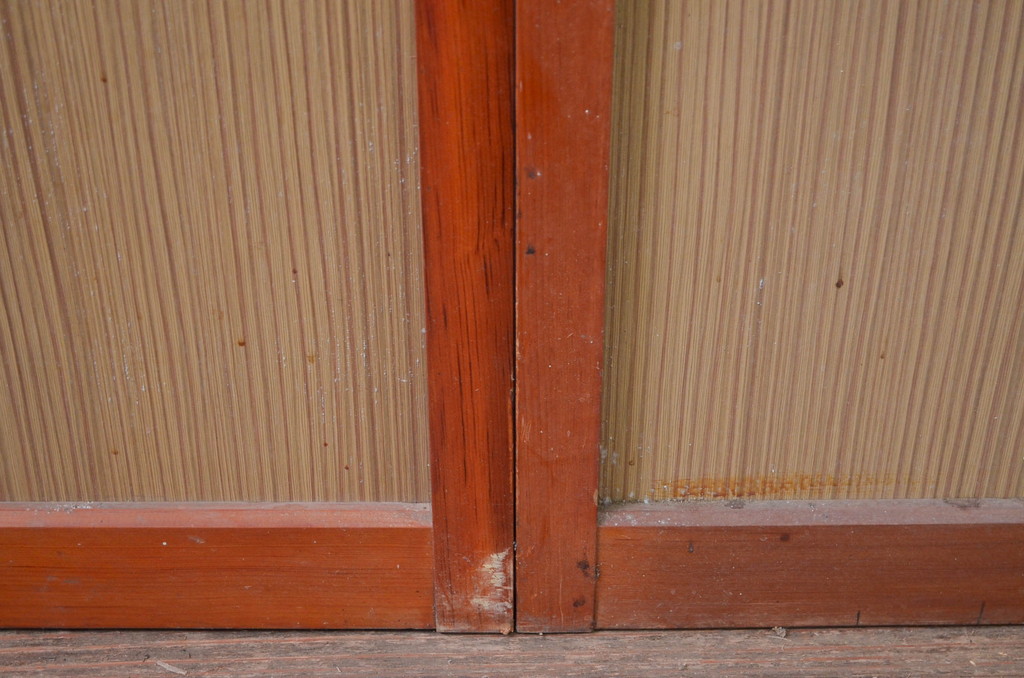 ビンテージ建具　レトロな空間を演出するガラス戸2枚セット(引き戸、ヴィンテージ)(R-080899)