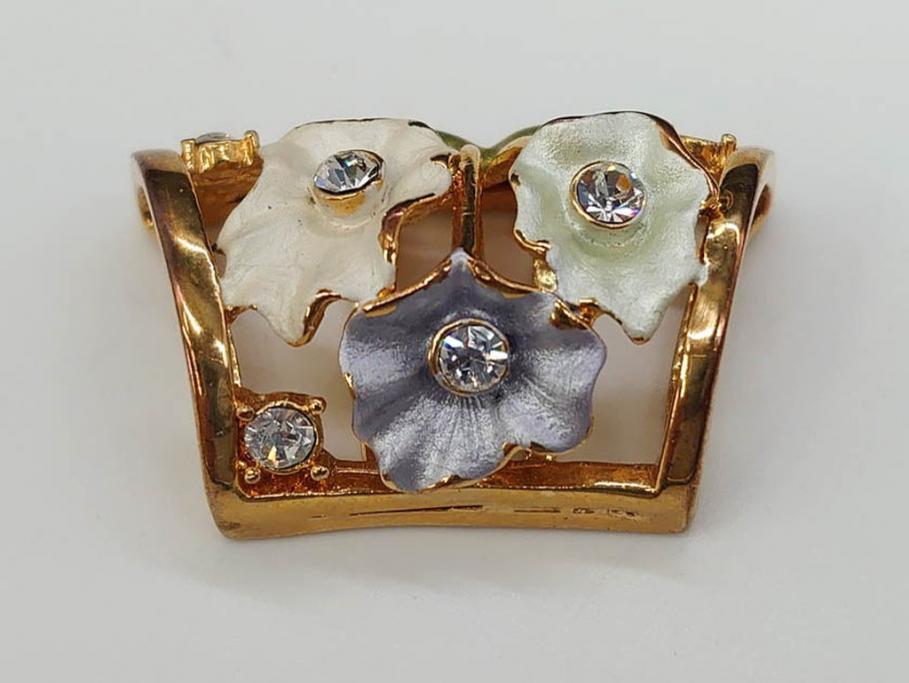 彫金　真珠　パール　SPM刻印　気品に満ちた帯留3点セット(藤?、花、帯留め、着物道具、和装小物、アクセサリー)(R-081322)　