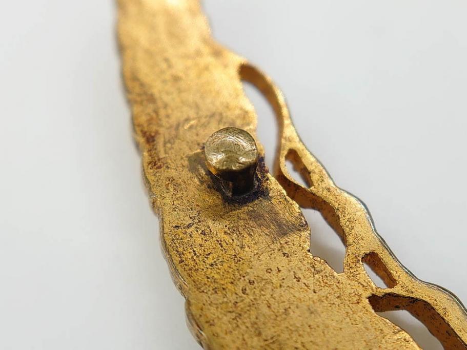 彫金　真珠　パール　SPM刻印　気品に満ちた帯留3点セット(藤?、花、帯留め、着物道具、和装小物、アクセサリー)(R-081322)　