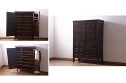 中古　美品　希少モデル　ERCOL(アーコール)　エルム材　クラシカルな佇まいで落ち着いた雰囲気を醸し出すライティングビューロー(ワークデスク、簿記机、収納棚、戸棚、在宅用、在宅ワーク用)(R-075298)