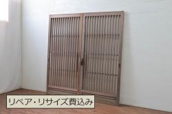 和製アンティーク　涼しげな空間作りに活躍する御簾戸2枚セット(簾戸、簀戸、葭戸、夏障子、すど、葦戸)(R-048232)
