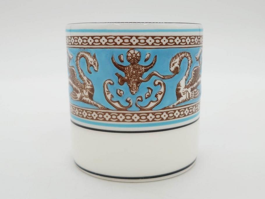 イギリス　WEDGWOOD(ウェッジウッド)　FLORENTINE TURQUOISE(フロレンティーン ターコイズ)　優雅な時間を演出するコーヒーカップ&ソーサー3客セット(グロテスク文様、フルーツ、果物、洋食器、英国)(R-081217)