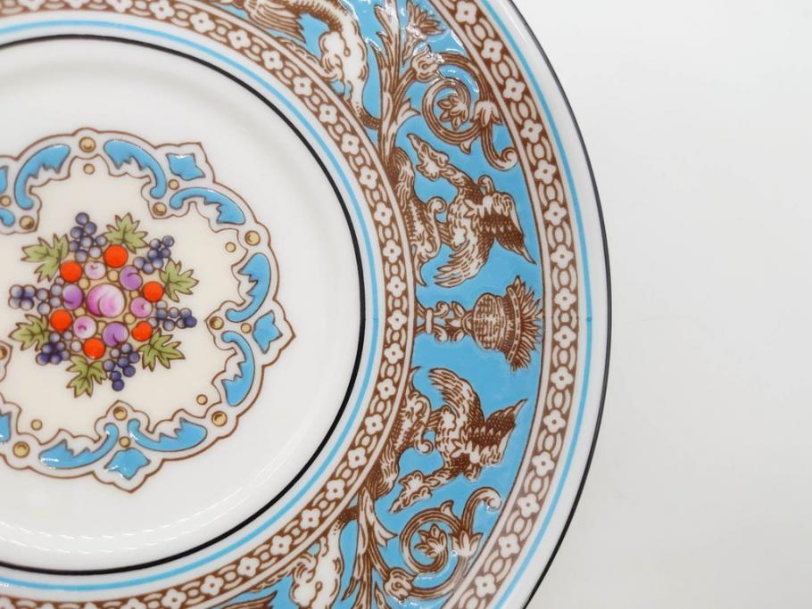 イギリス　WEDGWOOD(ウェッジウッド)　FLORENTINE TURQUOISE(フロレンティーン ターコイズ)　優雅な時間を演出するコーヒーカップ&ソーサー3客セット(グロテスク文様、フルーツ、果物、洋食器、英国)(R-081217)
