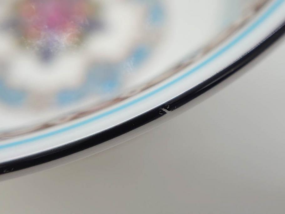 イギリス　WEDGWOOD(ウェッジウッド)　FLORENTINE TURQUOISE(フロレンティーン ターコイズ)　上品な佇まいのティーカップ&ソーサー4客セット(グロテスク文様、フルーツ、果物、ピオニー、C&S、洋食器、英国)(R-081218)