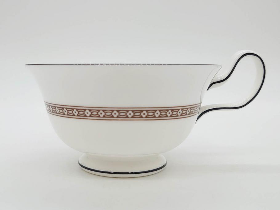 イギリス　WEDGWOOD(ウェッジウッド)　FLORENTINE TURQUOISE(フロレンティーン ターコイズ)　上品な佇まいのティーカップ&ソーサー4客セット(グロテスク文様、フルーツ、果物、ピオニー、C&S、洋食器、英国)(R-081218)