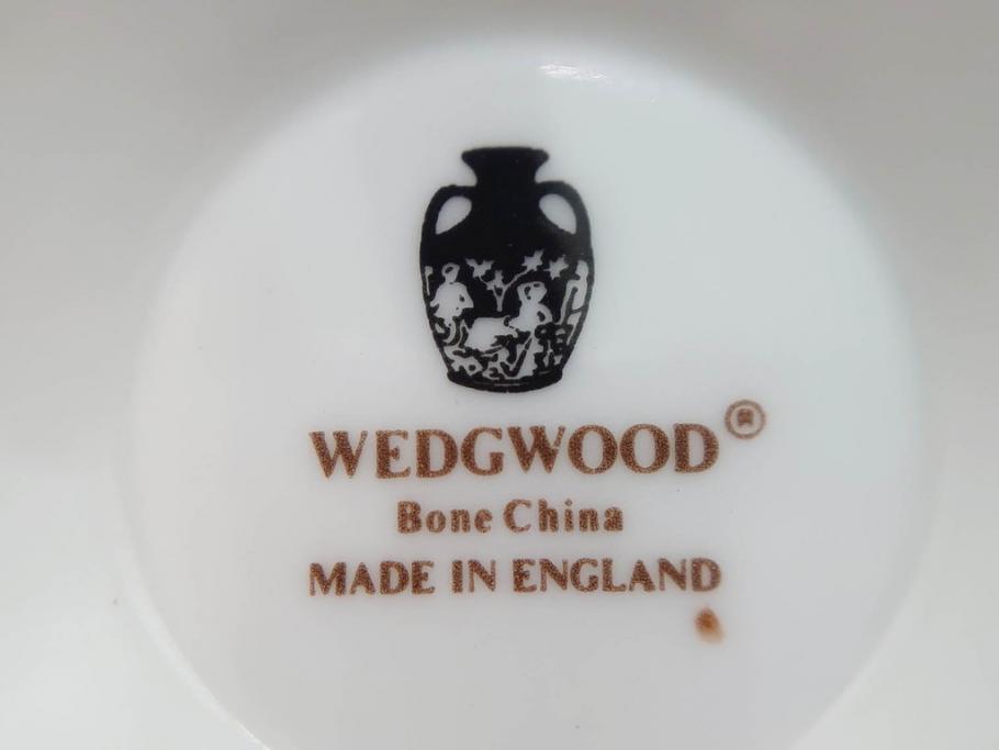 イギリス　WEDGWOOD(ウェッジウッド)　FLORENTINE TURQUOISE(フロレンティーン ターコイズ)　上品な佇まいのティーカップ&ソーサー4客セット(グロテスク文様、フルーツ、果物、ピオニー、C&S、洋食器、英国)(R-081218)