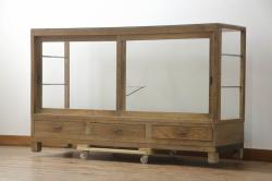 和製アンティーク　最高級!!　指物工芸家具　漆塗り　総楠(クス)材　前面玉杢　内部楠材　背面も上質な作り込みの飾り棚(違い棚)(R-071070)
