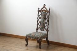 ペイント家具　棚付き　ナチュラルスタイルにぴったりなチェア(キッズチェア、椅子、イス、板座チェア)(R-031056)(2)