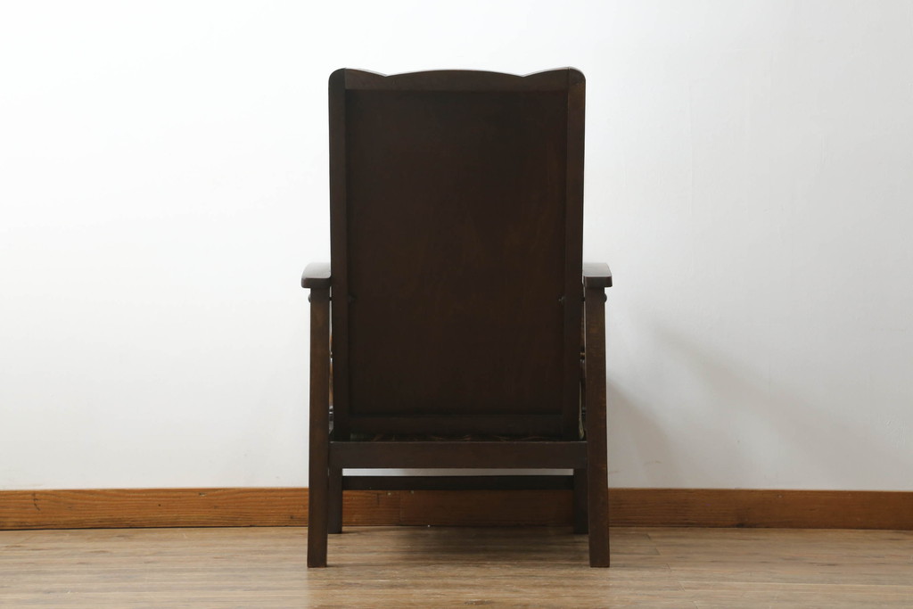 中古　ナラ材　レトロな雰囲気漂うリクライニングチェア(アームチェア、1人掛け、一人掛け、1P、椅子、イス)(R-074857)