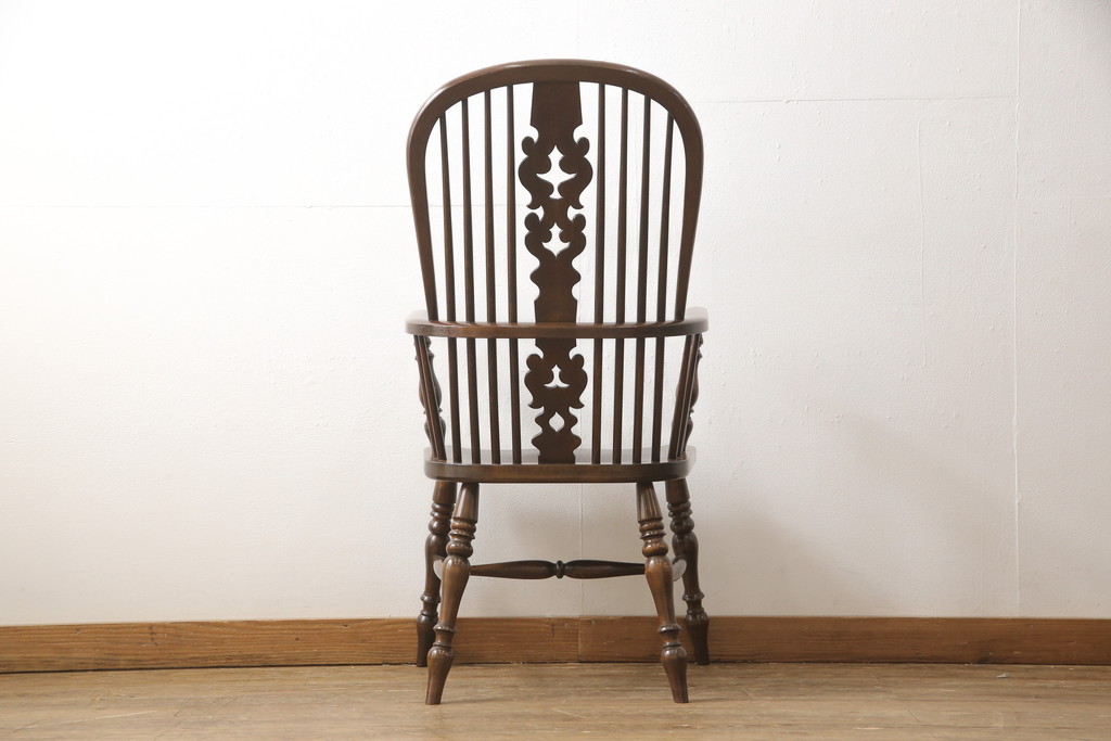 中古　美品　松本民芸家具　#44A型　洋風のクラシカルなデザインが美しいウィンザーチェア(アームチェア、椅子、イス、ウインザーチェア)(定価約18万円)(R-056467)